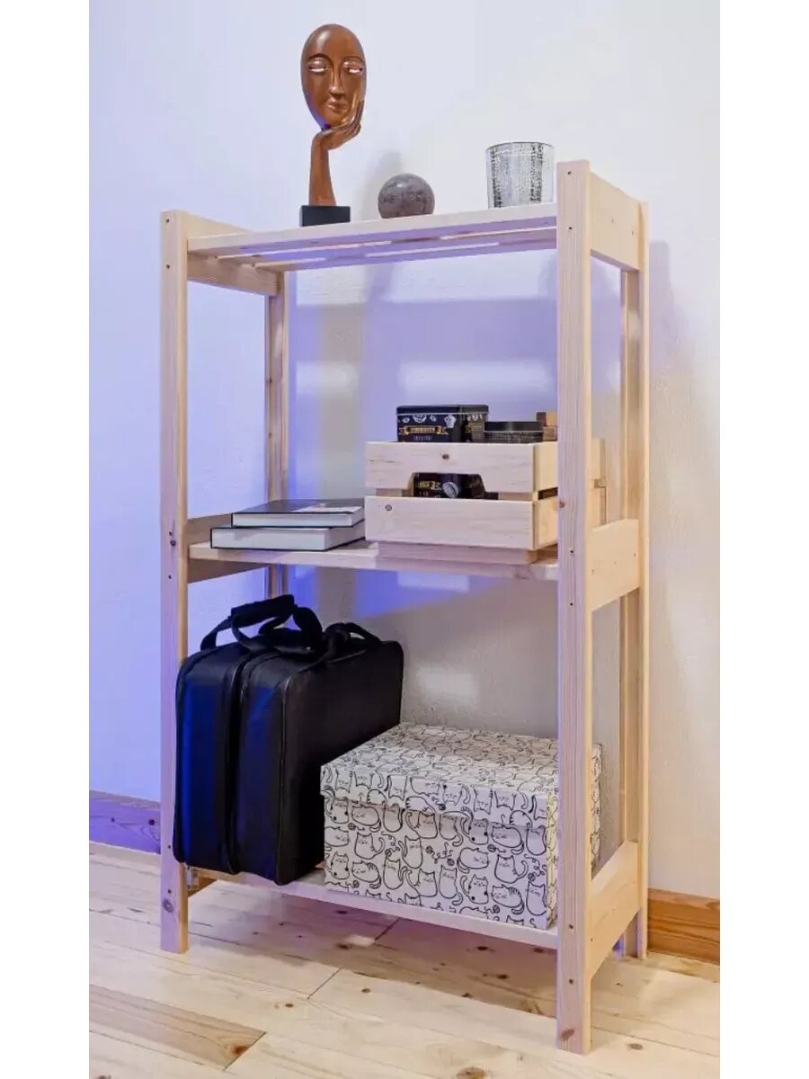 Стеллаж три полки деревянный хвоя