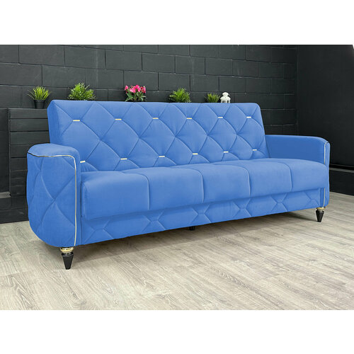 Диван-книжка Дубай Велюр синий / ножки - чёрные Djivani