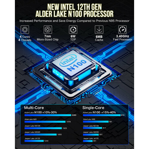 Мини ПК G5 Intel N97 12 ГБ RAM 512 ГБ SSD Windows 11 Pro