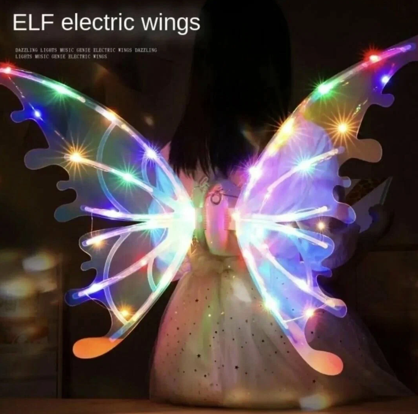 Светящиеся крылья бабочки для девочки, электрические крылья с музыкальными огнями
