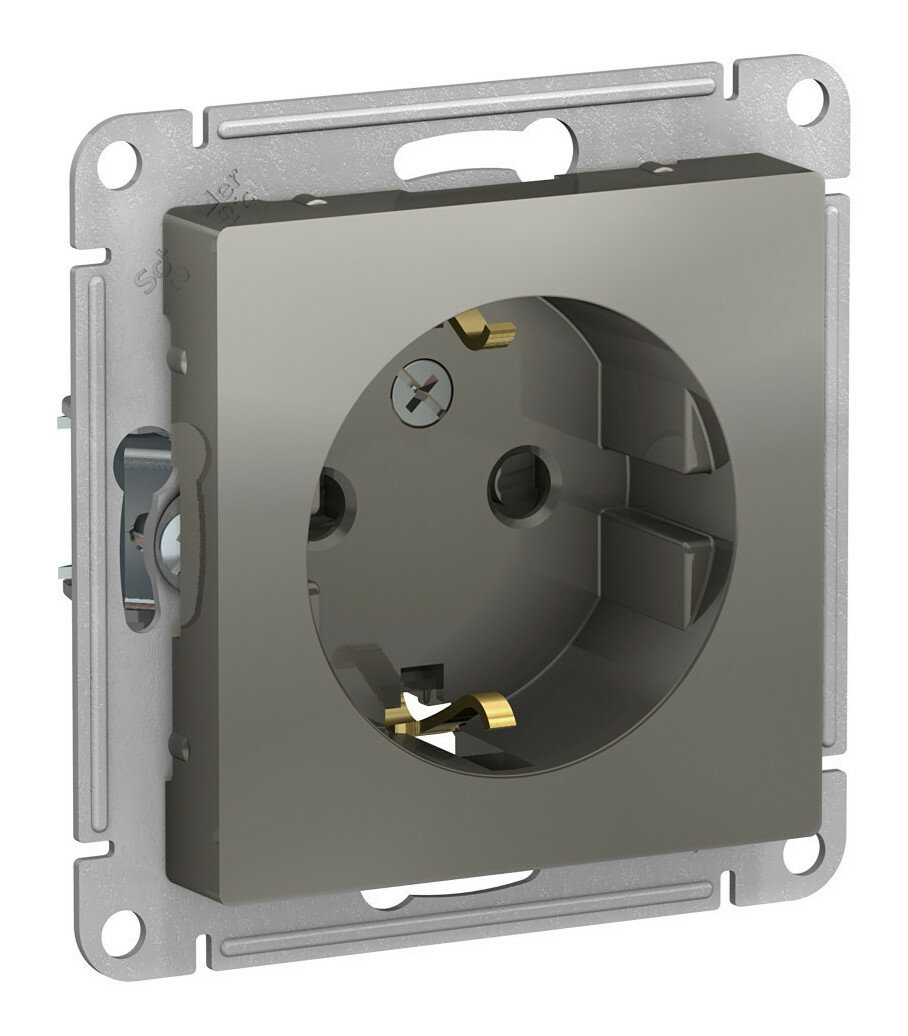 ATN000945 ATLASDESIGN розетка с заземлением со шторками, 16А, механизм, сталь