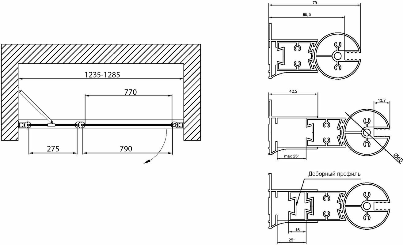 Душевая дверь в нишу Vegas GlassEP-F-1 NOVO 125 02М 01 L - фото №8