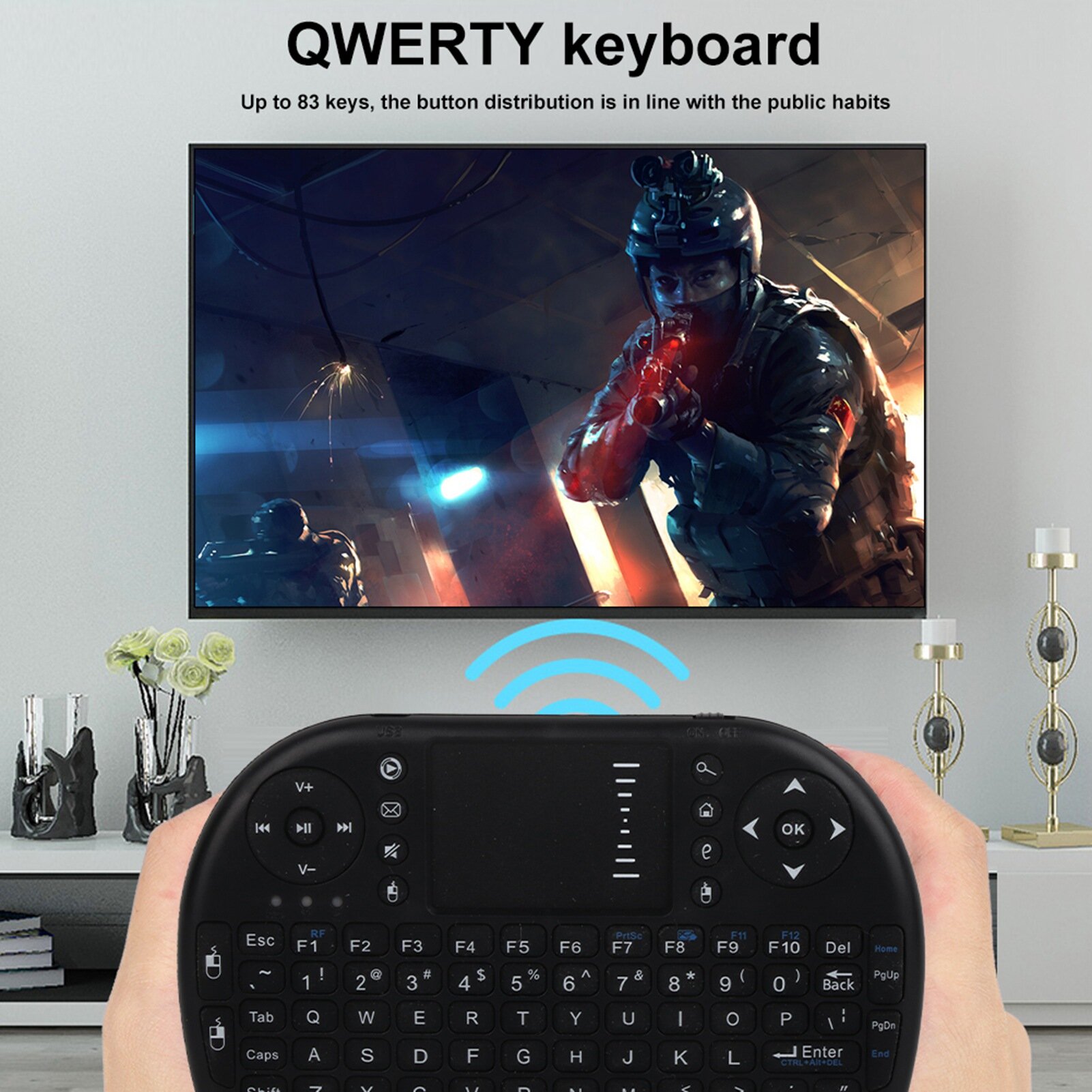 83 QWERTY-клавиатуры, беспроводная мышь 2,4 ГГц, многофункциональная мини-клавиатура с дистанционным управлением