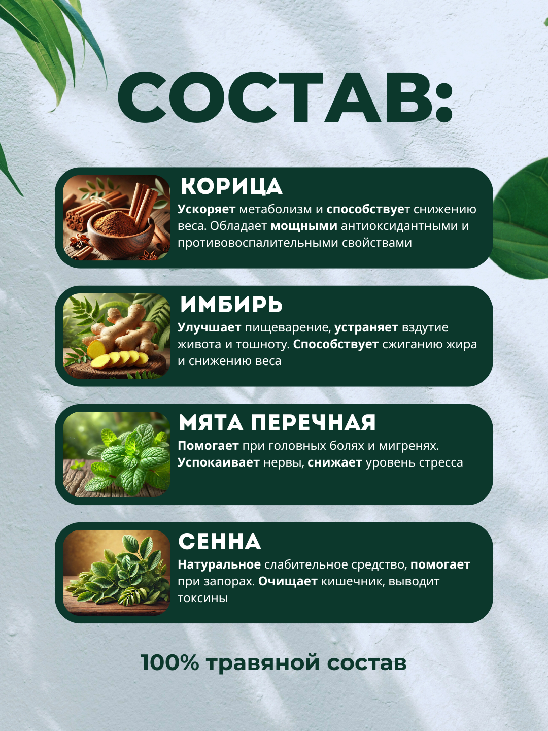 Травяной чай Novatio "Детокс", для похудения, слабительный эффект, 100 г — фото 1
