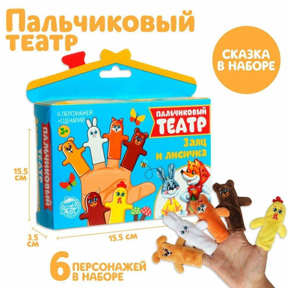 Пальчиковый Театр Milo Toys «Заяц и Лисичка», 6 Персонажей, Сценарий