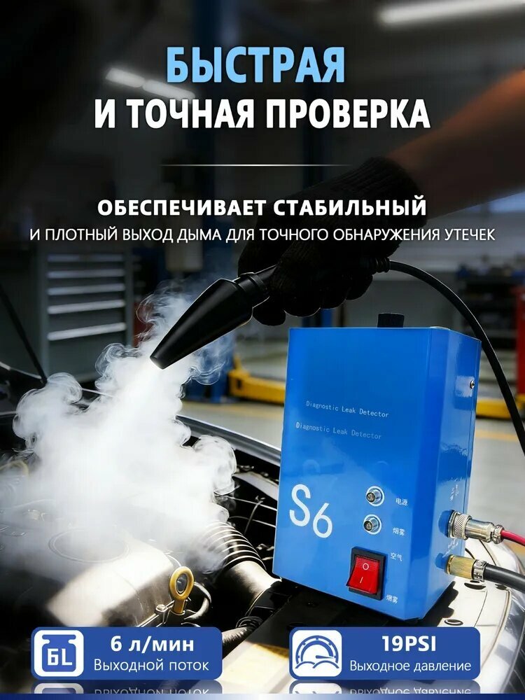 Автомобильный детектор утечки трубы / дымогенератор для автомобиля, портативный, Железный/синий