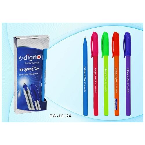 Ручка шариковая 0.7мм Digno Trijet синяя, на масяной основе, трехгранный корпус, soft покрытие