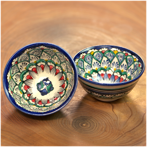 Пиалы для чая керамические, набор 2 шт по 200 мл, узбекские традиционные, национальная посуда риштанская керамика