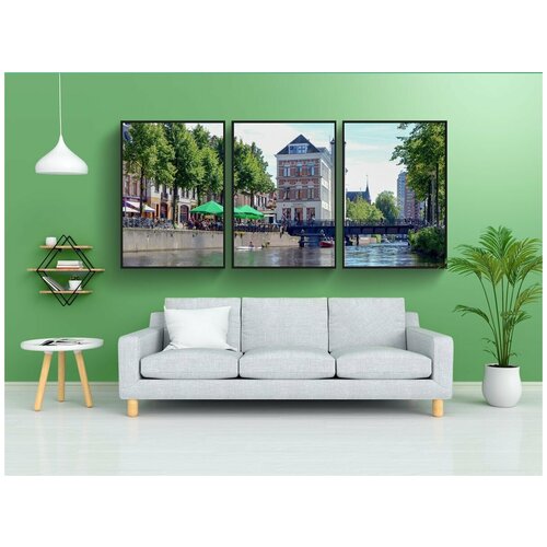 фото Набор модулных постеров для интерьера "гронинген, внутренний город, канал" 60x90 см. в тубусе, без рамки lotsprints