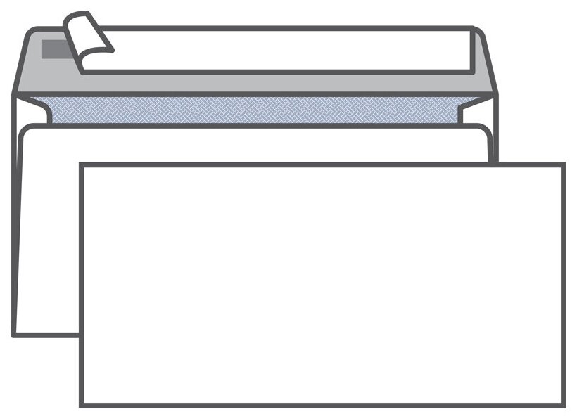 Конверт белый, формат E65, в упаковке 1000шт. (70201) Noname - фото №1