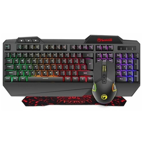 Marvo Игровой набор MARVO CM306, клавиатура+мышь+ковер, проводной, чёрный