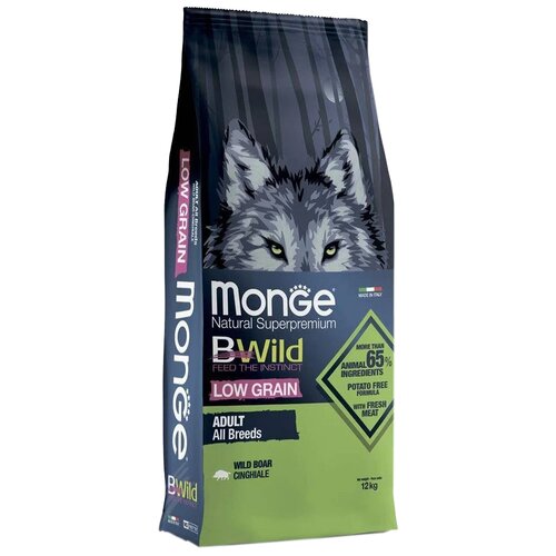 Сухой корм для собак Monge BWILD Feed the Instinct Low Grain, дикий кабан 1 уп. х 1 шт. х 12 кг