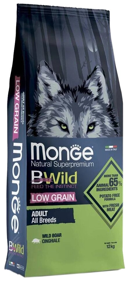 Сухой корм для собак Monge BWILD Feed the Instinct Low Grain, дикий кабан 1 уп. х 1 шт. х 12 кг