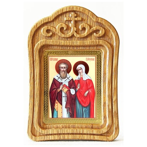Священномученик Киприан и мученица Иустина, икона в резной рамке священномученик киприан и мученица иустина икона на доске 8 10 см