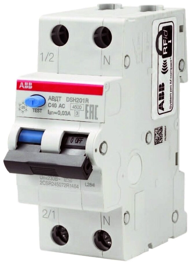 Дифференциальный автомат ABB DSH201R 2П 30 мА C 4.5 кА AC электромеханический 40 А