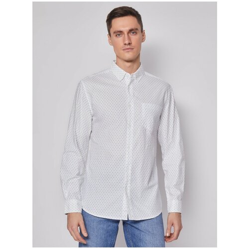 фото Хлопковая рубашка с длинным рукавом, цвет белый, размер xxxl zolla