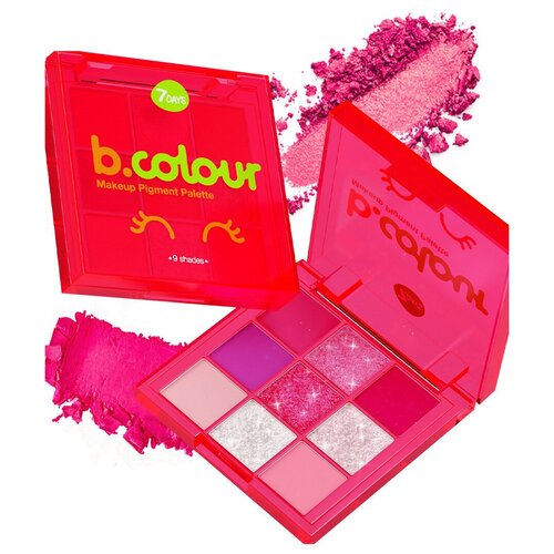 палетка пигментов для макияжа 7 days b colour uvglow т 02 magic 9 шт 1 г 7DAYS Палетка теней для век UVGlow, 9 г