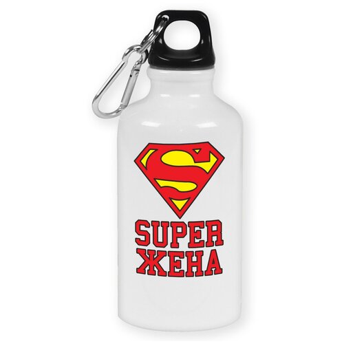Бутылка с карабином CoolPodarok Супер жена бутылка с карабином coolpodarok супер котэ кот супермен