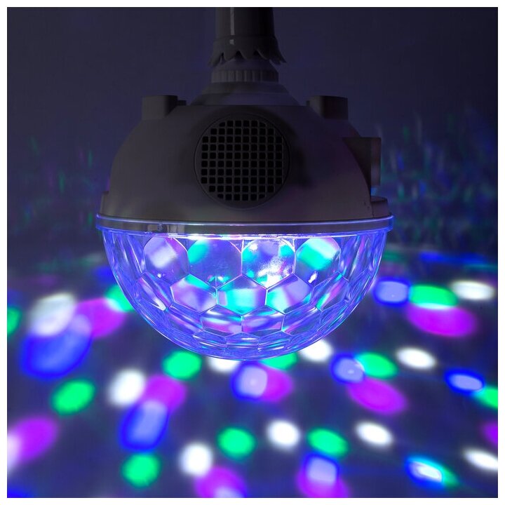 Световой прибор "Хрустальный шар", Е27, LED-6-220V, 2 динамика, Bluetooth, белый