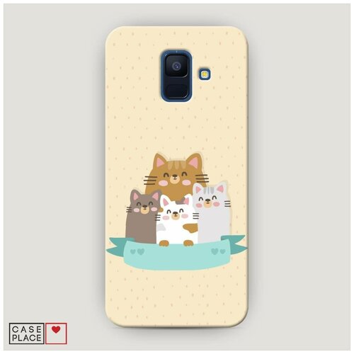 фото Чехол пластиковый samsung galaxy a6 кошачье семейство case place