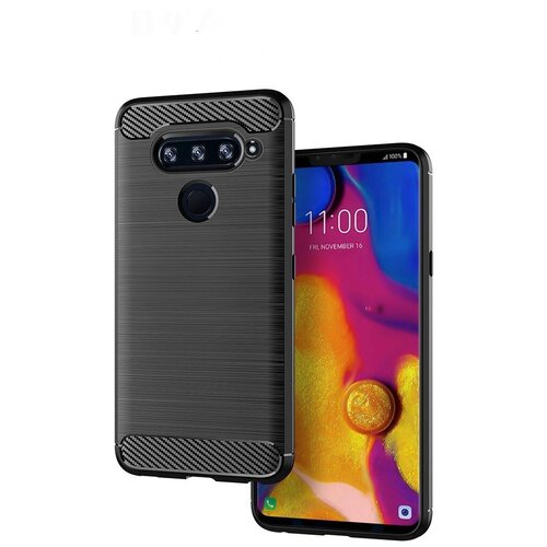 Чехол панель-бампер MyPads для LG V40 ThinQ / LG V40 из прочного силикона с матовой отделкой «под карбон» черная чехол панель бампер mypads для lg g7 thinq lg g7 из прочного силикона с матовой отделкой под карбон серая