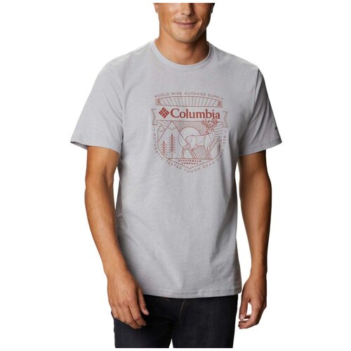 фото Футболка columbia bluff mesa™ graphic tee ii мужская, цвет светло-серый, размер xxl