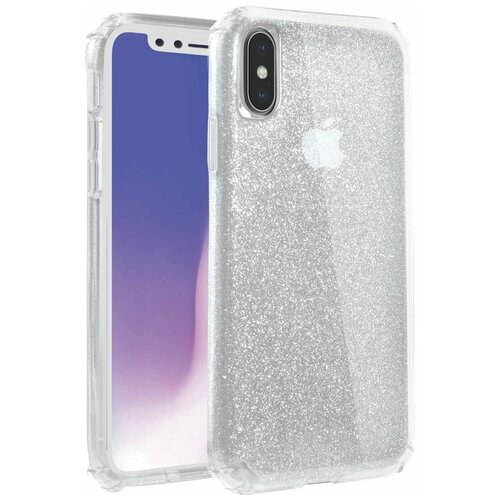 фото Пластиковый чехол-накладка для iphone xs max uniq clarion tinsel, серебристый/clear (ip6.5hyb-clrntclr)