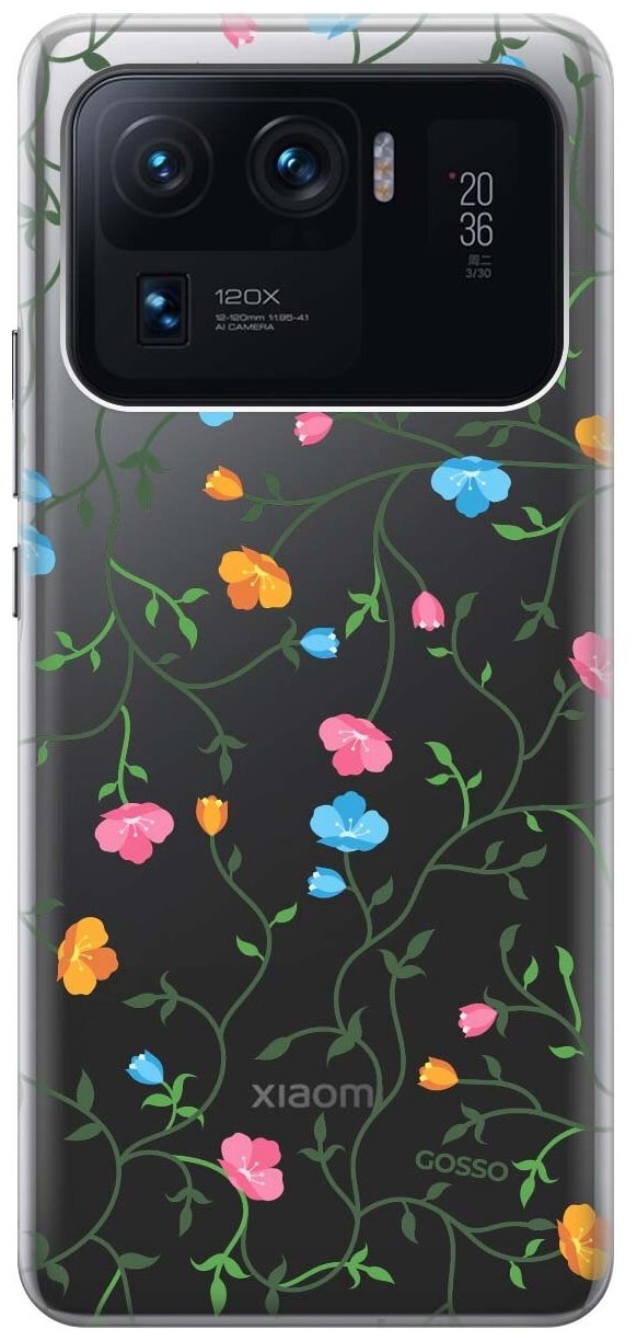 Ультратонкий силиконовый чехол-накладка Transparent для Xiaomi Mi 11 Ultra с 3D принтом "Сurly Flowers"