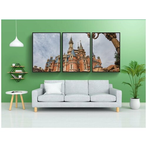 фото Модульный постер "дисней, замок, фантазия" 180x90 см. из 3х частей в тубусе, без рамки lotsprints