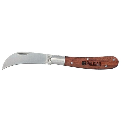 садовый нож 170 мм складной изогнутое лезвие деревянная рукоятка palisad 79001 Нож садовый складной 170мм, изогнутое лезвие Palisad 79001