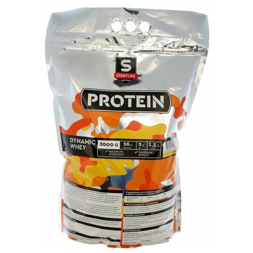 Протеин SportLine Dynamic Whey Protein 85%, банан, 3000г протеин sportline dynamic whey protein карамель 1000 г sportline 1307737