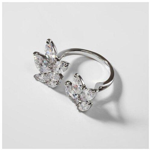 фото Кольцо "волшебная бабочка" пара, цвет белый в серебре, безразмерное сима-ленд