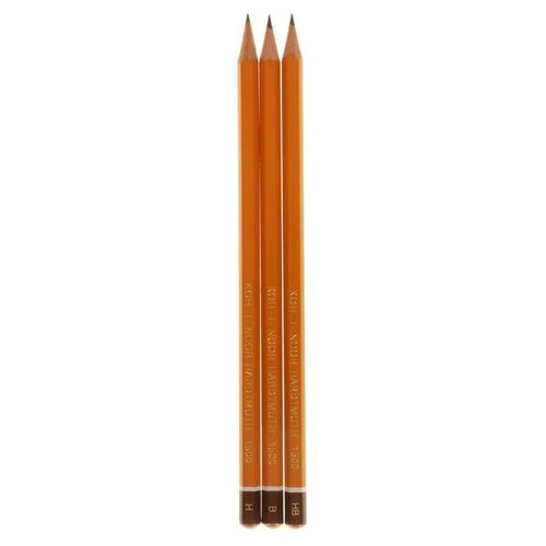Набор карандашей чернографитных разной твердости 3 штуки Koh-i-Noor 1500/3, HB, B, H, в пакете