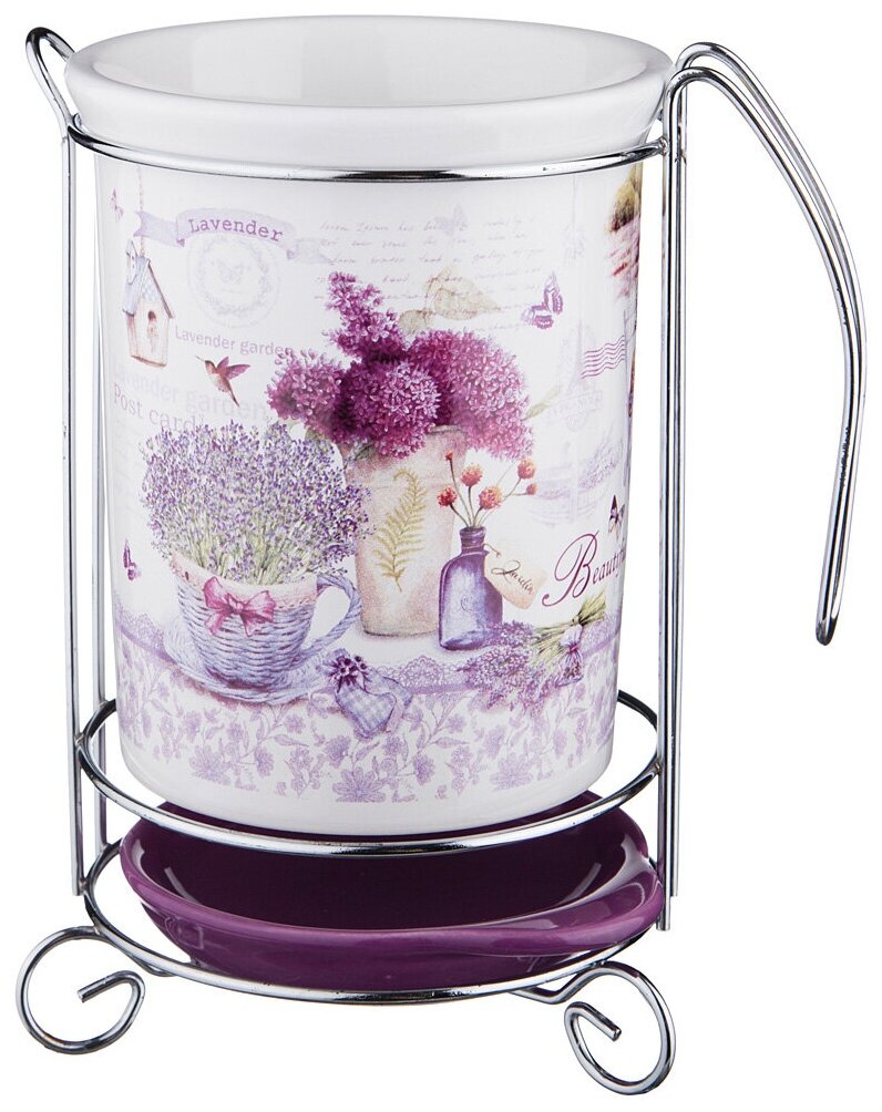 фото Подставка для кухонных инструментов Agness Лавандовая весна, 10.5x16 см
