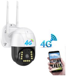 Уличная беспроводная поворотная Smart камера видеонаблюдения на сим карте 4G C15 2MP с цветной ночной съемкой , датчиком движения + блок питания в подарок