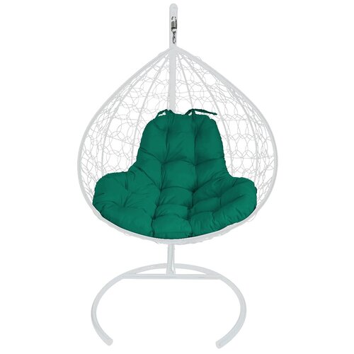 фото Подвесное кресло m- group xl с ротангом белое , зеленая подушка m-group