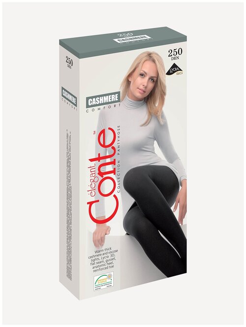 Колготки  Conte elegant Cashmere, 250 den, размер 3, черный