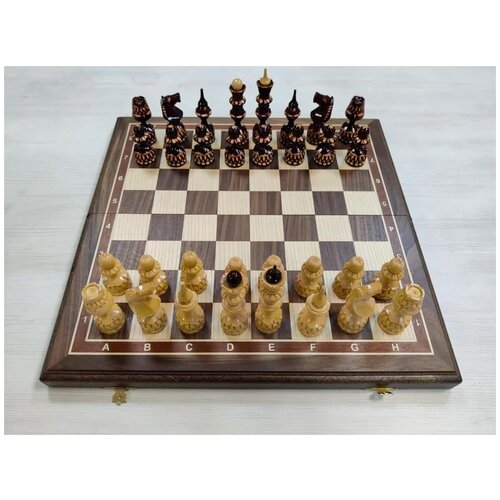 Шахматы ручной работы Точенка резная на большой доске из ореха шахматы подарочные из орех и граб доска 50 на 50 см
