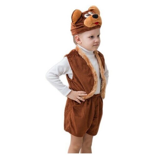 фото Карнавальный костюм мишка 5-7 лет, рост 122-134 см (шапочка, жилет, шорты) нет бренда