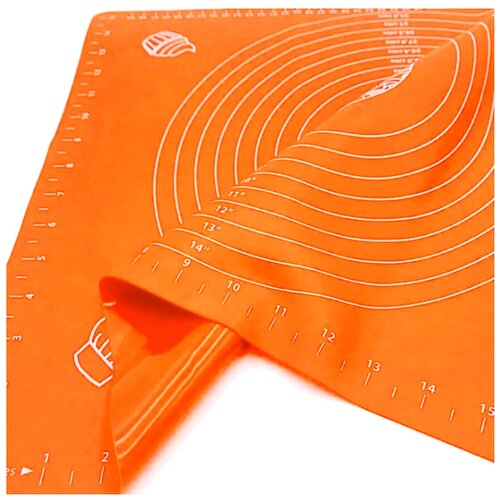 фото Профессиональный силиконовый коврик для выпечки и раскатки теста, с разметкой, оранжевый, 70х70 см libra plast
