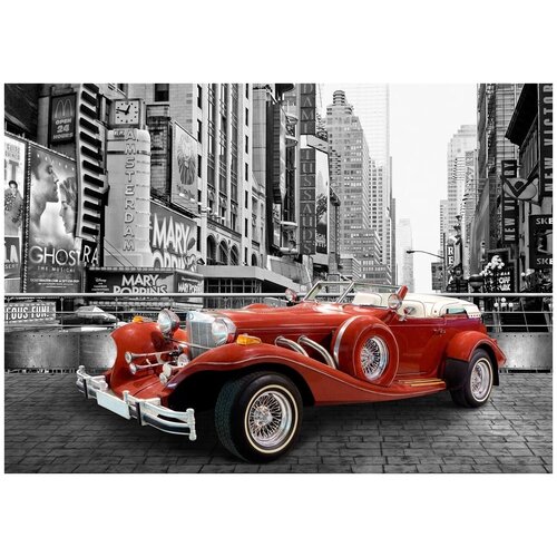 Красный Voiture Antique - Виниловые фотообои, (211х150 см) авто красный спорткар виниловые фотообои 211х150 см
