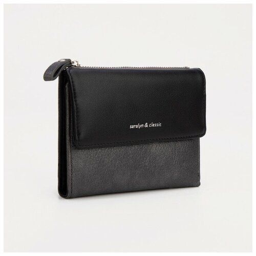 фото --- кошелёк, отдел на кнопке, цвет серый/чёрный