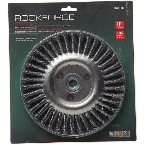 Кордщетка RF-BWF108 дисковая стальная витая для УШМ 200мм, в блистере ROCKFORCE /1 кордщетка rockforce rf bwf108