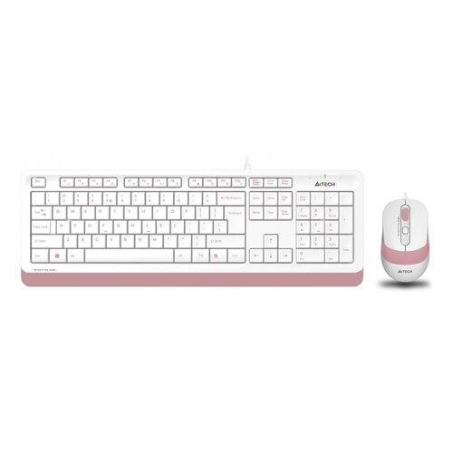 Комплект клавиатура + мышь A4Tech F1010, белый/розовый
