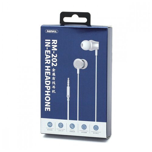 Стерео наушники Remax RM-202 серебристые 31400₽