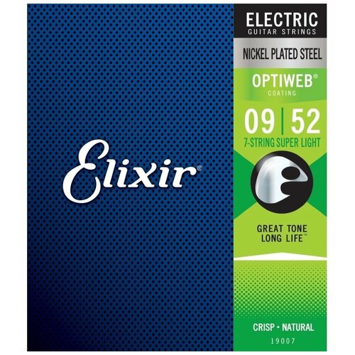 ​Струны для электрогитары Elixir 19007 Optiweb 9-52 Super Light 7-string