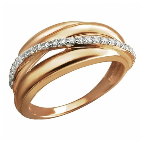 Кольцо Эстет, красное золото, 585 проба, фианит, размер 17.5 кольцо с 41 фианитом из красного золота