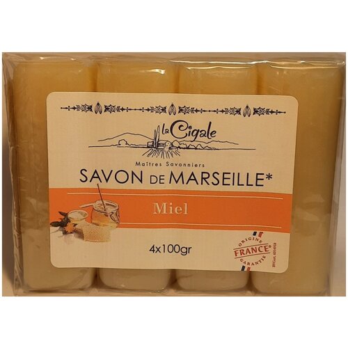 Мыло марсельское LA CIGALE Мед упаковка (4Х100 г)-2 шт