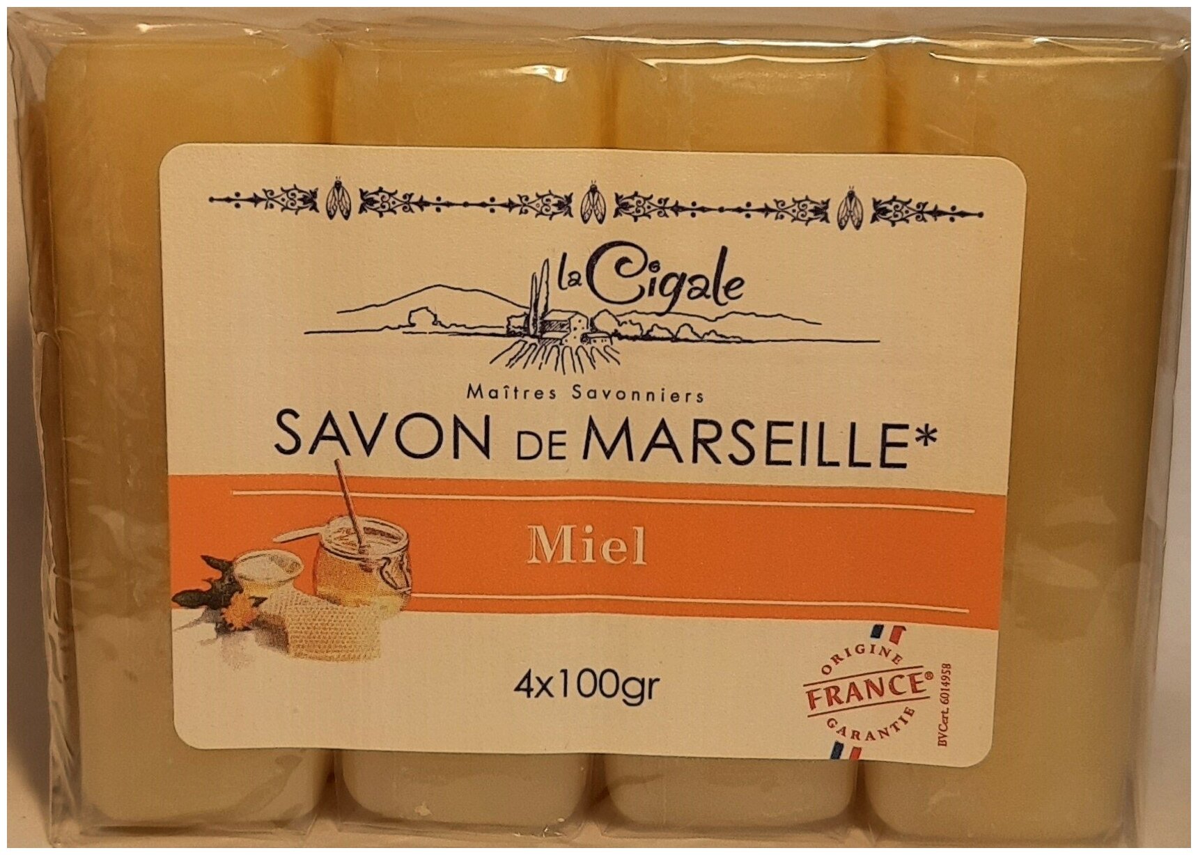 Мыло La Cigale марсельское Мед, 4*100 г - фото №2