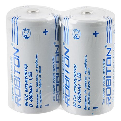 фото Аккумулятор robiton ni-cd d 4500mah sr2, 2шт (4500ncd high top sr2)